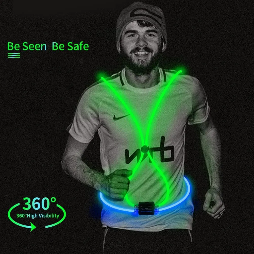 LED Reflective Vest Rechargeable Running Light for Runners High Visibility Safety Vest for Running,Cycling or Walking