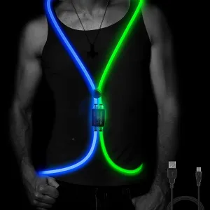 LED Reflective Vest Rechargeable Running Light for Runners High Visibility Safety Vest for Running,Cycling or Walking