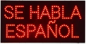 LED Se Habla Español Sign for Business, Super Bright LED Open Sign for Se Habla Español, Electric Advertising Display Sign for Se Habla Español Business Shop Store Window Home Decor. (24" x 12")