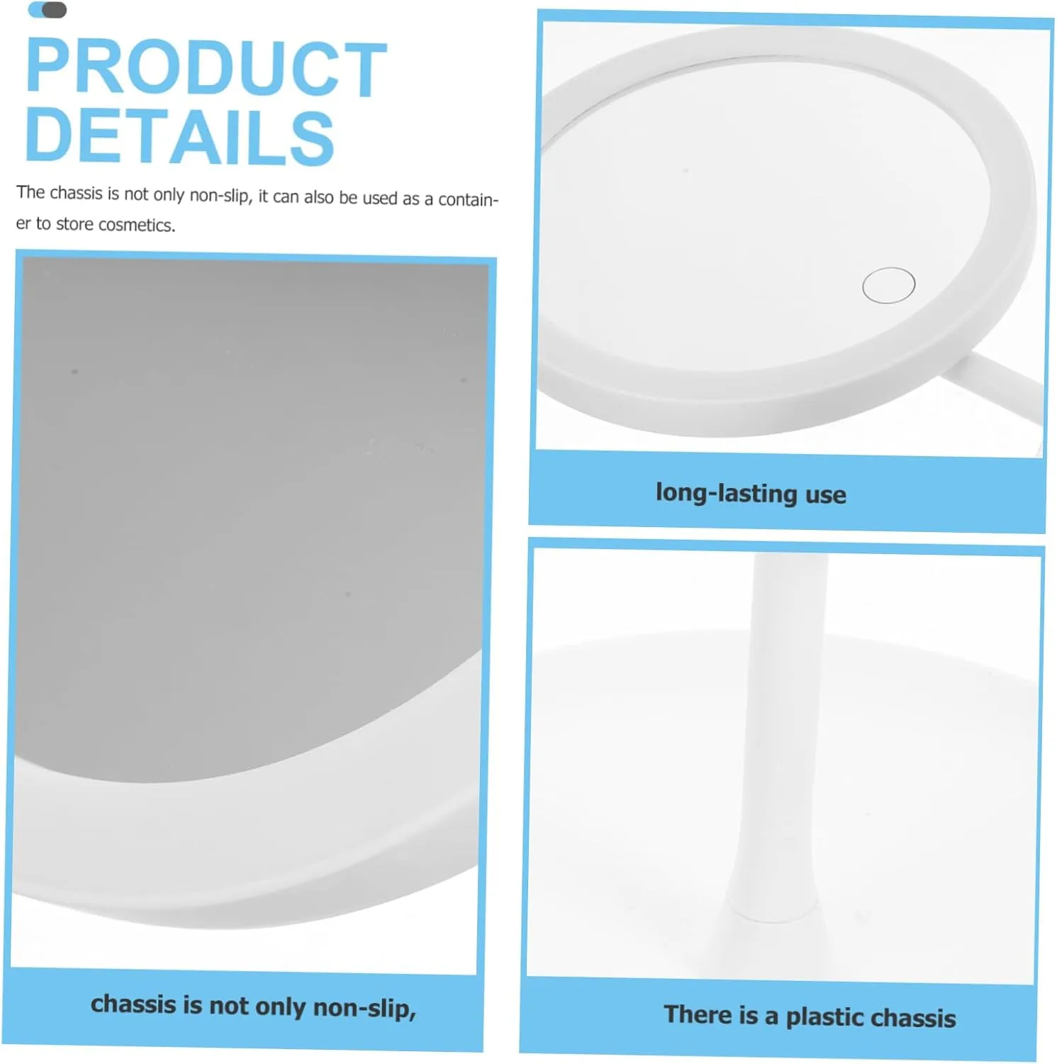 Led Smart Makeup Mirror 10x Magnification 360° Rotating Rechargeable Non-Slip for Beauty Vanity