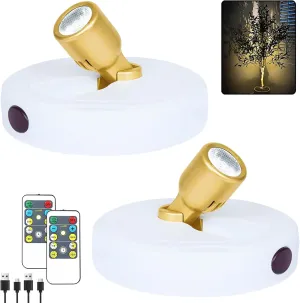 LED Spotlight, Rechargeable Battery Picture Lights, Uplighting Indoor with Remote, Stick Spot Lights for Wall Display Dartboard Painting Artwork Accent-2pcs