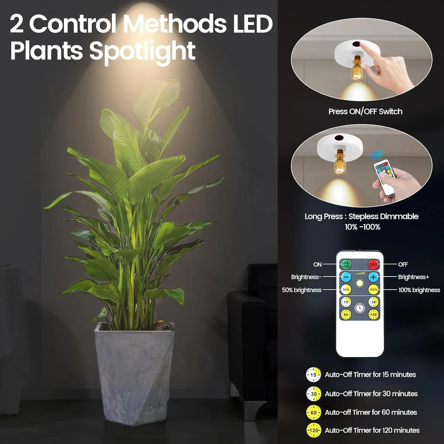 LED Spotlight, Rechargeable Battery Picture Lights, Uplighting Indoor with Remote, Stick Spot Lights for Wall Display Dartboard Painting Artwork Accent-2pcs
