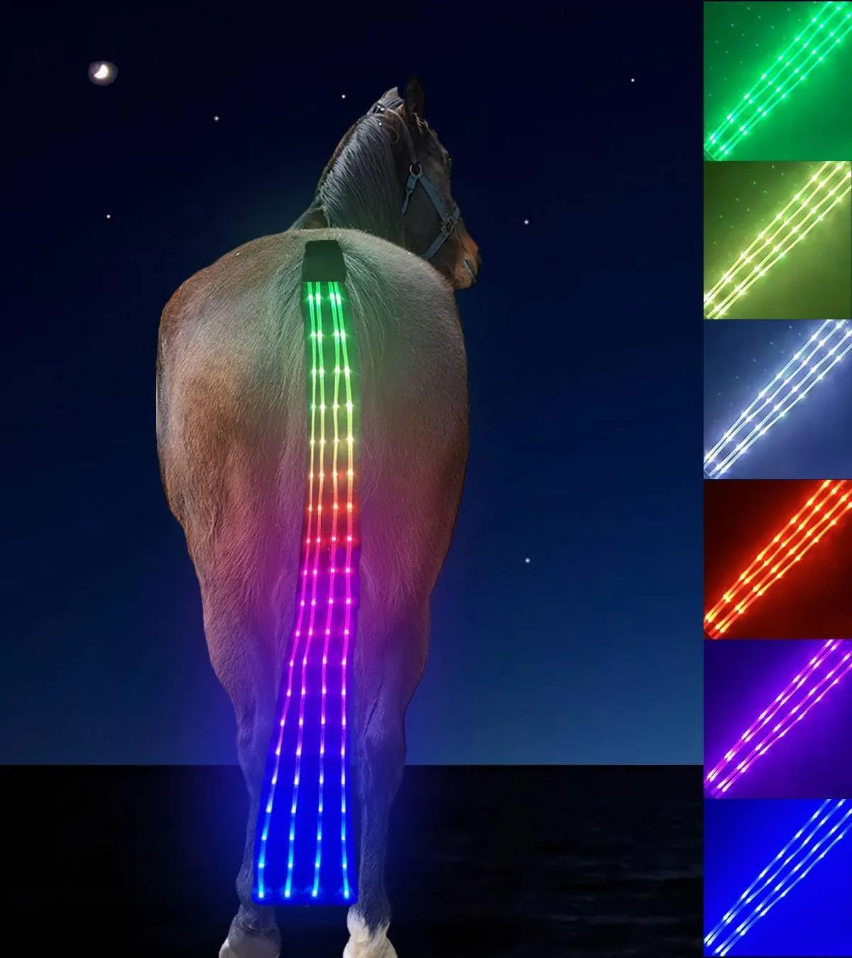 LED Tail Light, 7 Color in 1 Light Up Horse Tack, USB Rechargeable Equipment - Added Visibility & Safety for Night Riding