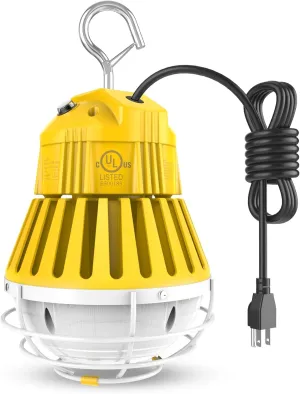 LED Temporary Work Light 5000K Portable Hanging Construction Lights, 10' Cable with ON/Off Switch Linkable LED Work Light for Job Site Warehouse Garage Shop Area Lighting (60W)
