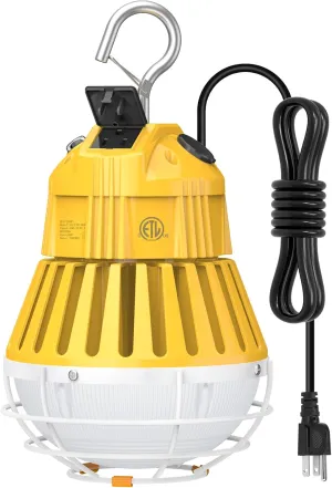 LED Temporary Work Light 80W, 10400LM 5000K Portable Hanging Construction Light with 10ft Cable Plug and Sturdy Hooks Linkable LED Work Light for Job Site Lighting, Workshop, Garage ETL Listed