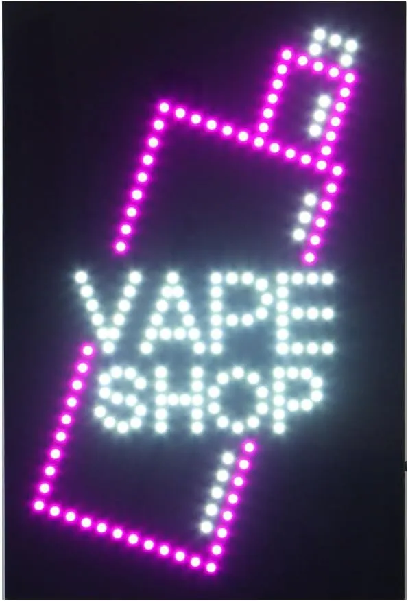 LED Vape Shop Sign, Super Bright, Multiple Modes, Easy to Use, Durable, Energy Saving, Pink, 24 x 16 Inches, Modern Style, Open