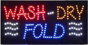 LED Wash Dry Fold Sign for Business, Super Bright LED Open Sign for Laundromat, Electric Advertising Display Sign for Laundry Business Store Window Home Decor. (HSW0315)
