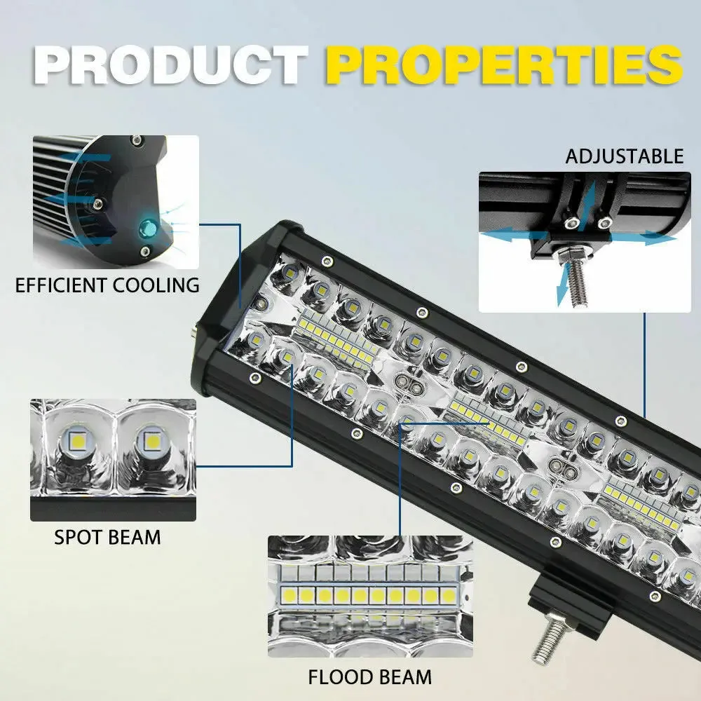 LED Work Light Bar - 12V 24V Off-Road Spot & Flood Combo, 60W-660W, IP68 Waterproof, 6000K White, for ATV, UTV, Jeep, Truck, Boat, SUV