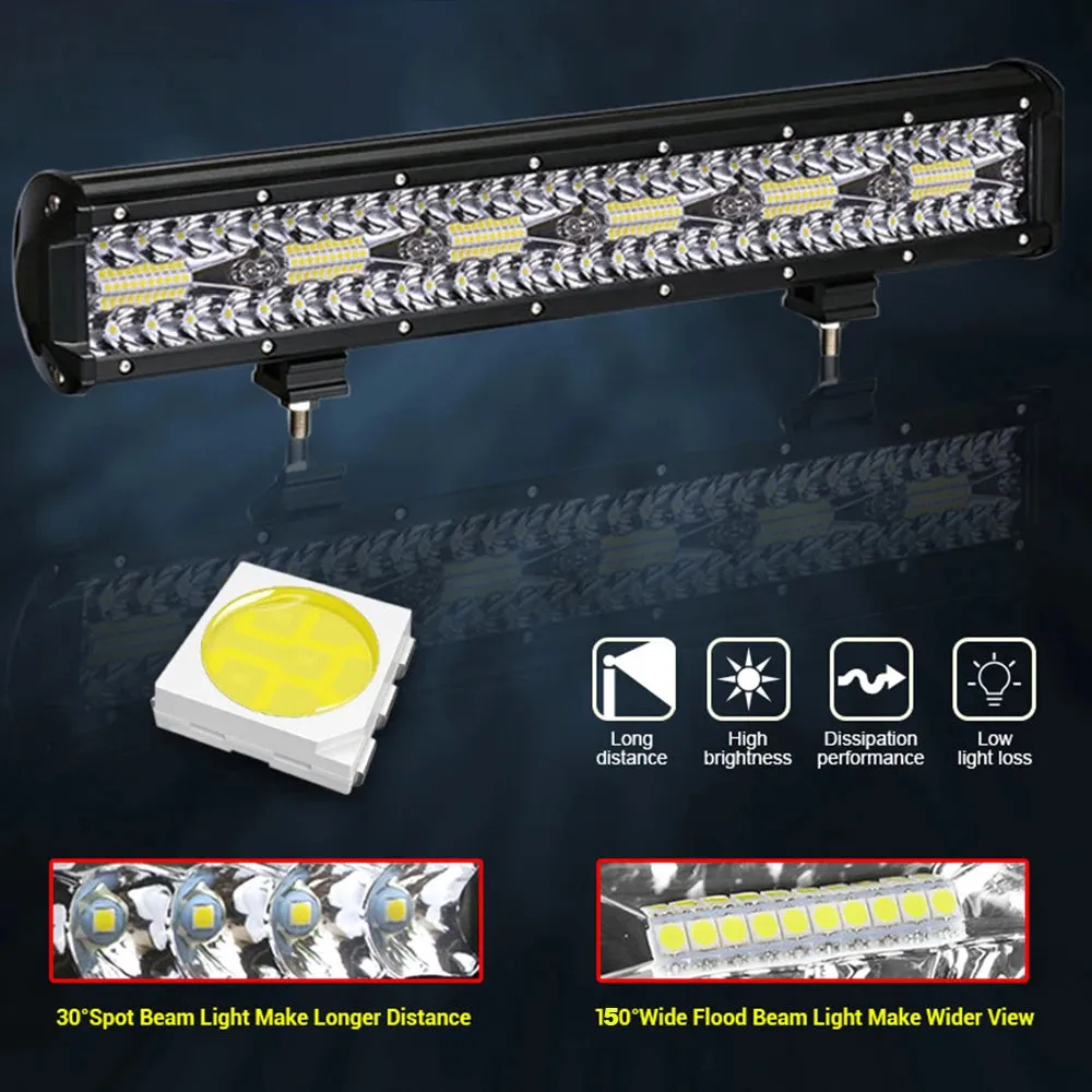 LED Work Light Bar - 12V 24V Off-Road Spot & Flood Combo, 60W-660W, IP68 Waterproof, 6000K White, for ATV, UTV, Jeep, Truck, Boat, SUV