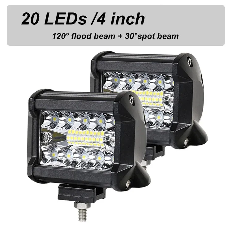 LED Work Light Bar - 12V 24V Off-Road Spot & Flood Combo, 60W-660W, IP68 Waterproof, 6000K White, for ATV, UTV, Jeep, Truck, Boat, SUV