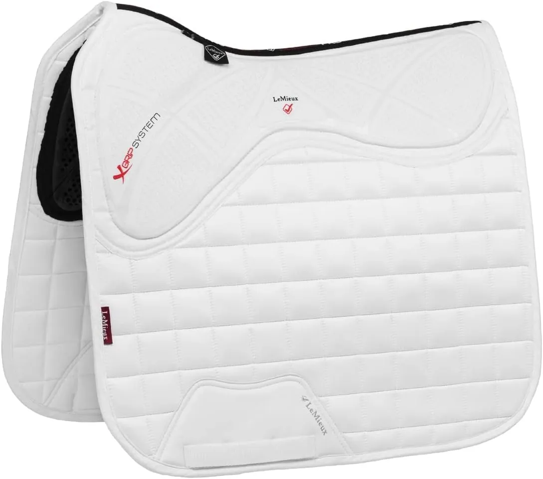 LeMieux Dressage X-Grip Twin Sided Square Saddle Pad - Saddle Pads for Horses - Equestrian Riding Equipment and Accessories (White - Large)