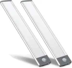 LEPOTEC 30-LED Motion Sensor Cabinet Light,Magnetic Motion Activated Under Counter Closet Lighting, Wireless USB Rechargeable Kitchen Cupboard Night Lights,Motion Activated Light Bar-2Pack