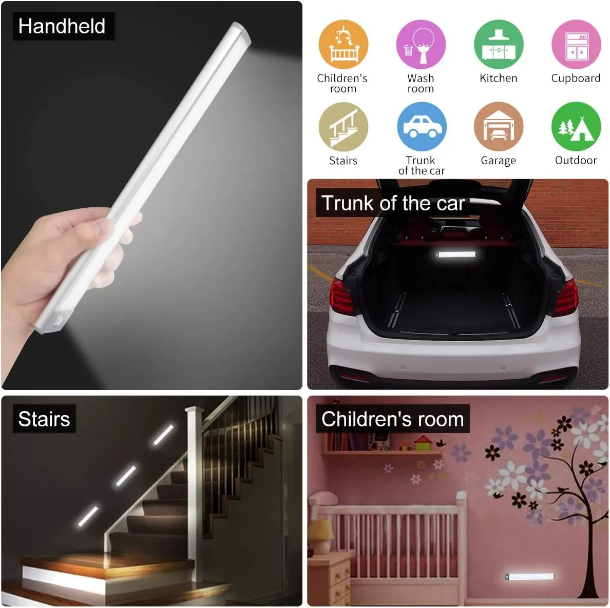 LEPOTEC 30-LED Motion Sensor Cabinet Light,Magnetic Motion Activated Under Counter Closet Lighting, Wireless USB Rechargeable Kitchen Cupboard Night Lights,Motion Activated Light Bar-2Pack