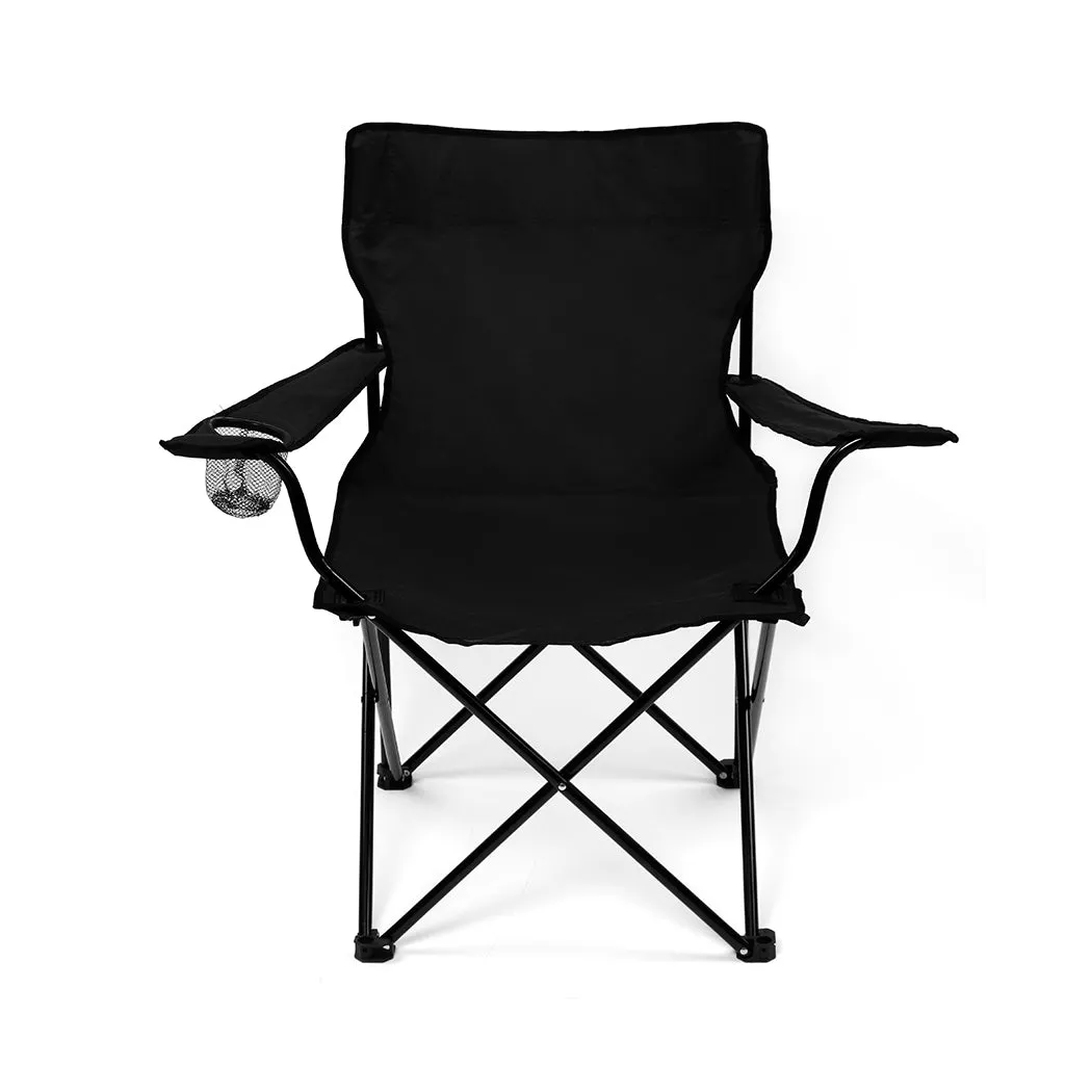 Levede Camping Chairs Folding Arm Foldable Black-SA_Rural