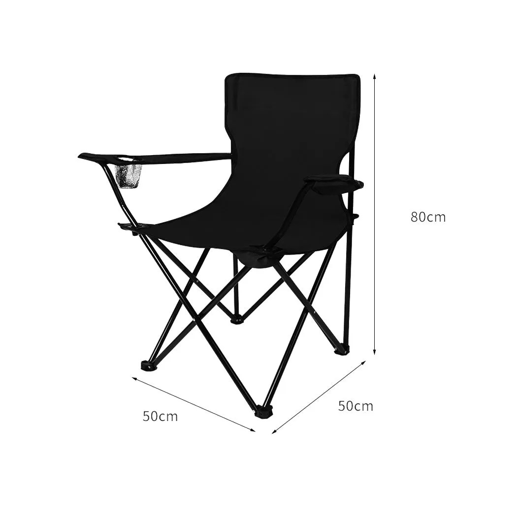 Levede Camping Chairs Folding Arm Foldable Black-SA_Rural
