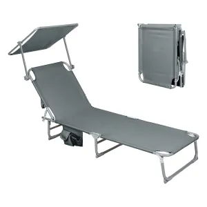 Levede Foldable Lounge Chairs with Canopy Grey-NT_Metro