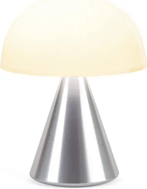 Lexon Mina L Mushroom Lamp - 9 LED Color Table Lamp for Bedrooms, Living Room & Office - Cordless, Rechargeable with 24h Light & Dimmer, Aluminum, Large - Alu Poli