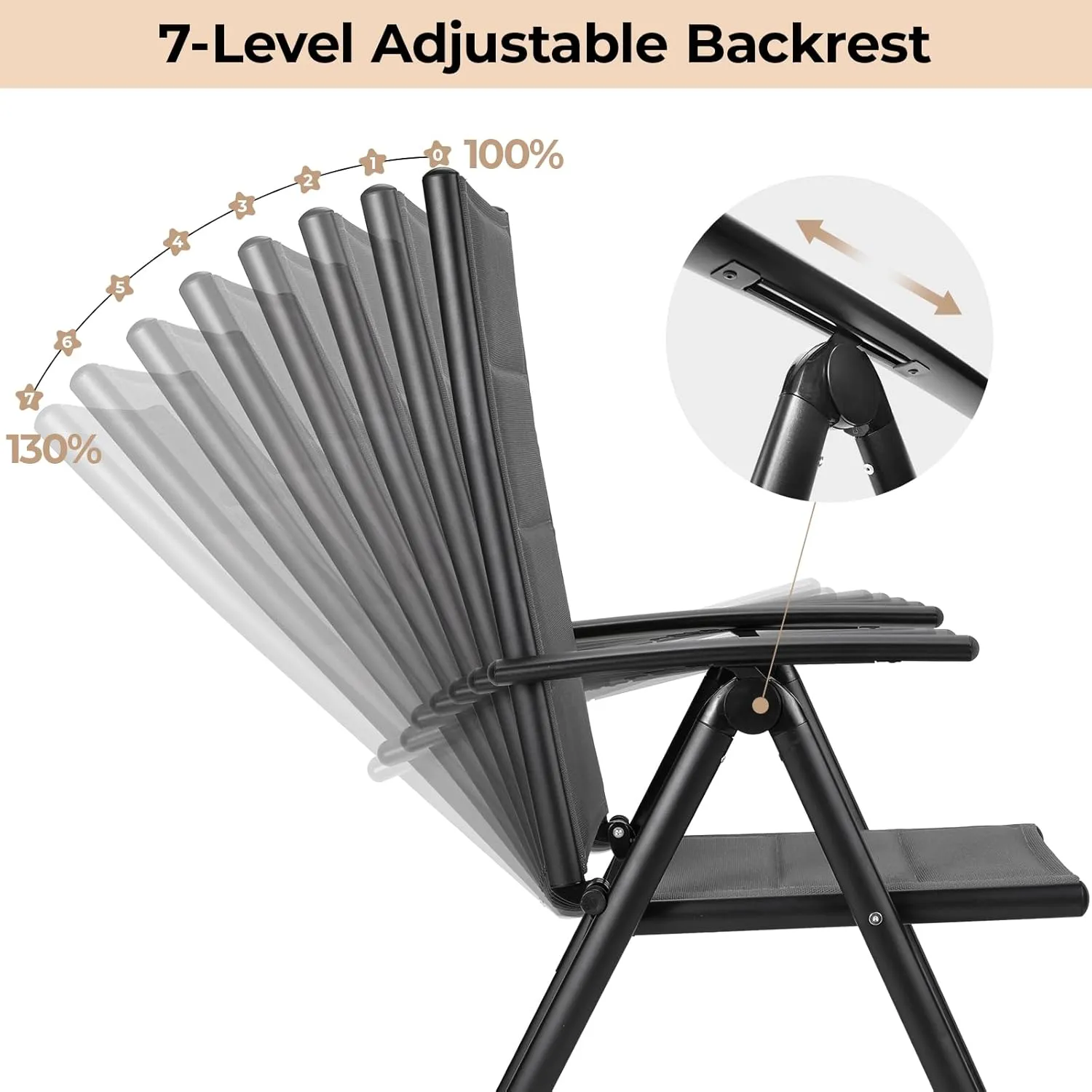 LIFERUN Folding Patio Chairs Set of 2, Outdoor Dinning Chairs with Anti-Rust Aluminum Frame and Foam-Padded Textilene Fabric, Weatherproof, No-Assembly, Portable Chairs for Garden, Yard & Balcony