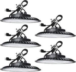 Lightdot 150W LED High Bay Light for Shop/Barn 5000K 22500LM (Eqv. to 600W HPS/MH) High Bay LED Lights with Plug for Commercial Warehouse Lighting-ETL Listed 5Pack