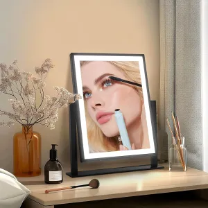 Lighted Makeup Mirror 16inch - Vanity Mirror with Lights Upgrated LED Hollywood Makeup Mirror,3 Color Light,Dimmable,Smart Touch Control,360°Rotation,Portable LED Cosmetic Mirror for Travel,Black