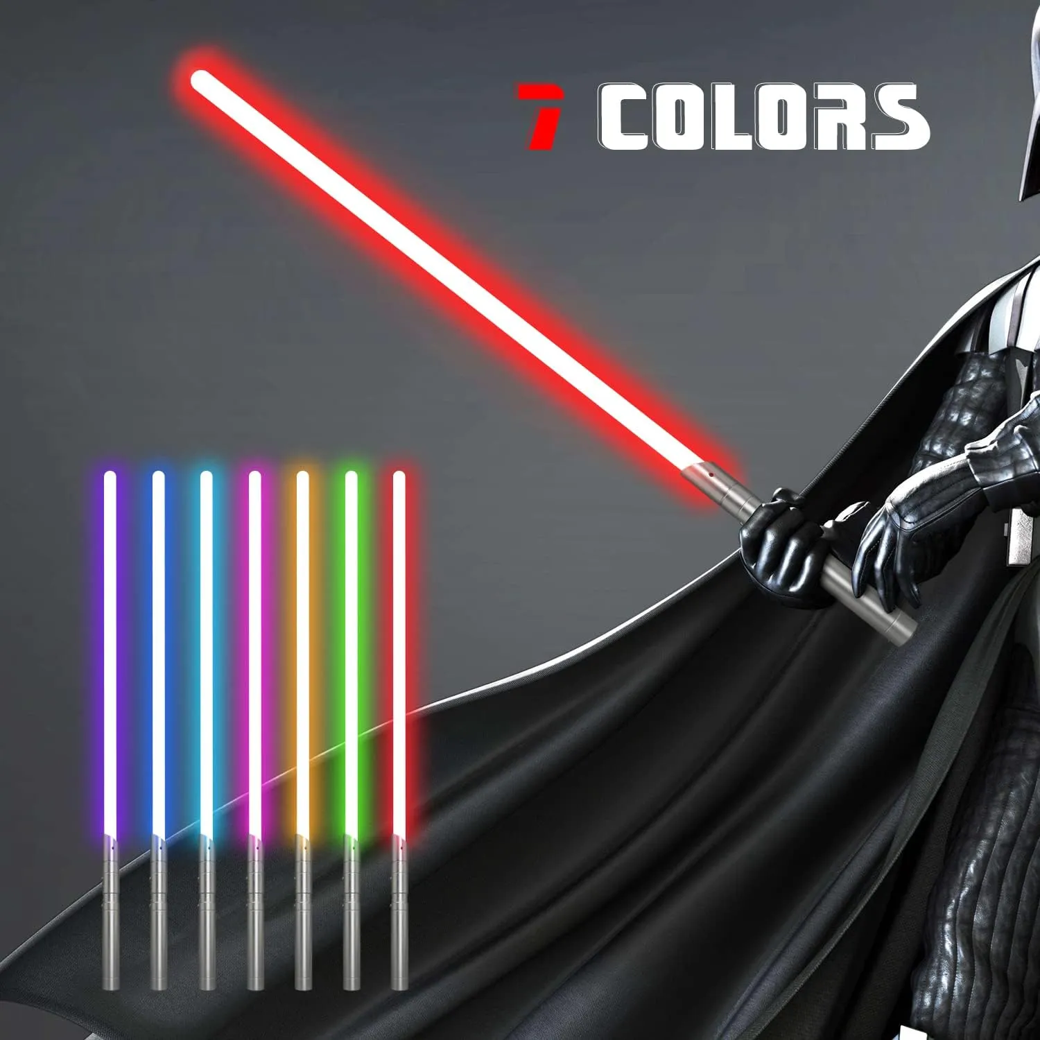 Lightsaber RGB 7 Color Metal Hilt Light Saber Swing USB Rechargeable Light Sword with Sounds Effect for Kids Adults