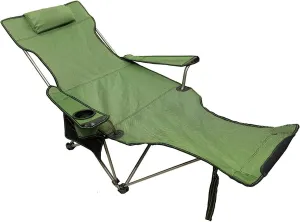 Lightweight Camping Chair Camping Lounge Chair Portable Reclining Camping Chair Folding Seat with Footrest with Headrest Storage Bag Outdoor Hiking (Color : Green, Size : 106 * 90 * 80cm)