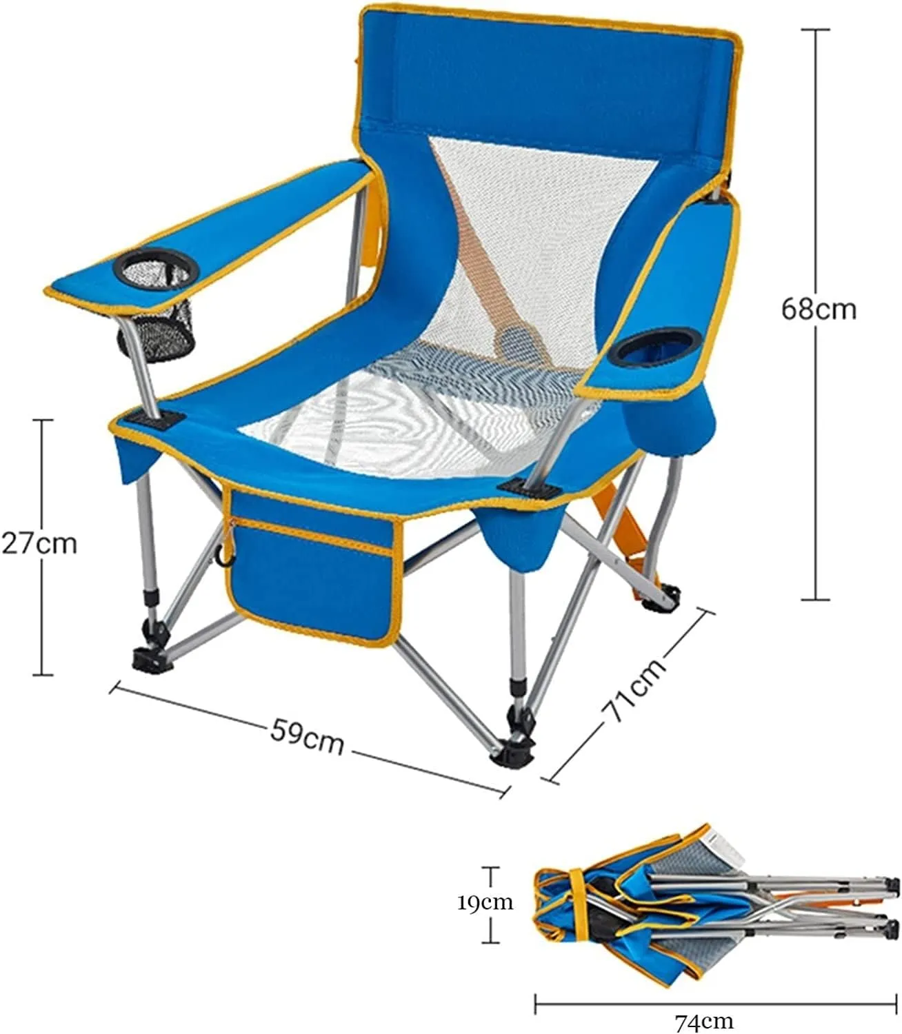 Lightweight Camping Chair Outdoor Armchair Beach Deck Chairs Portable Leisure Seat Stool with Breathable Mesh, Comes with Storage Bag Outdoor Hiking
