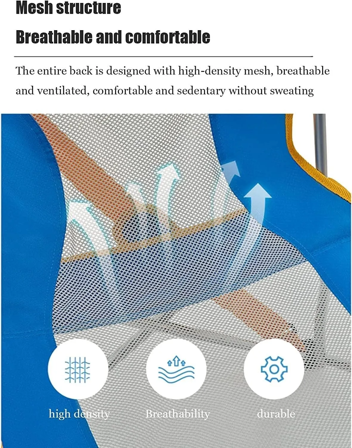 Lightweight Camping Chair Outdoor Armchair Beach Deck Chairs Portable Leisure Seat Stool with Breathable Mesh, Comes with Storage Bag Outdoor Hiking