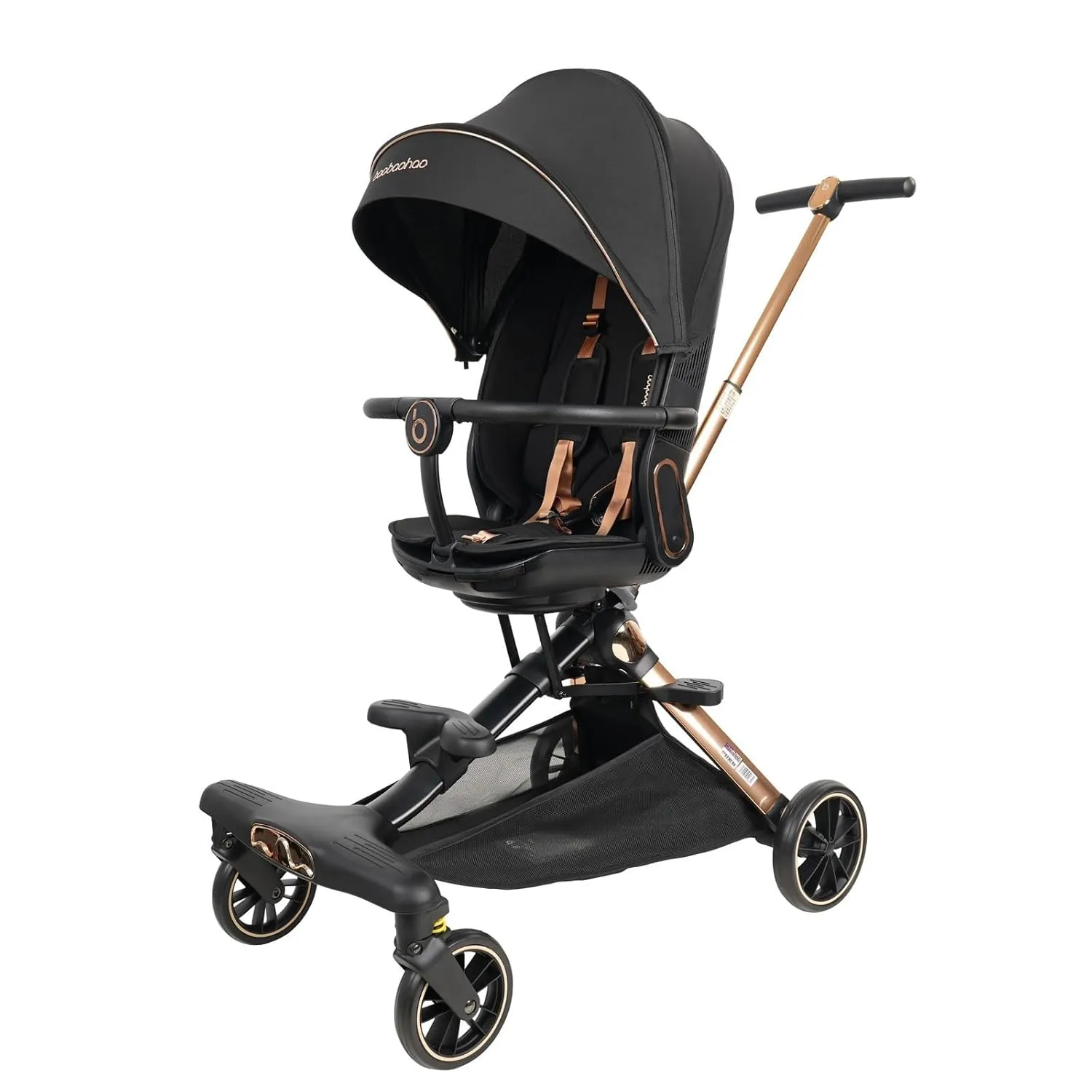 Lightweight Folding Stroller Wagon for Baby & Toddler Travel, 360° Reversible Seat, Adjustable Canopy with Storage Basket, Airplane-Friendly Compact Umbrella Stroller,Glory Black