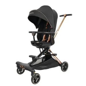 Lightweight Folding Stroller Wagon for Baby & Toddler Travel, 360° Reversible Seat, Adjustable Canopy with Storage Basket, Airplane-Friendly Compact Umbrella Stroller,Glory Black