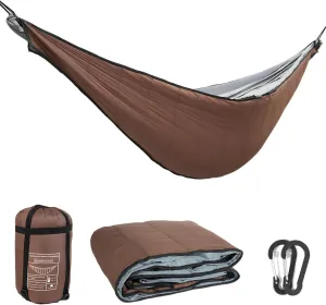 Lightweight Hammock Underquilt, Double Size, 3-Season Insulated Blanket for Camping, Hiking, Backpacking, with Carabiners and Carry Bag