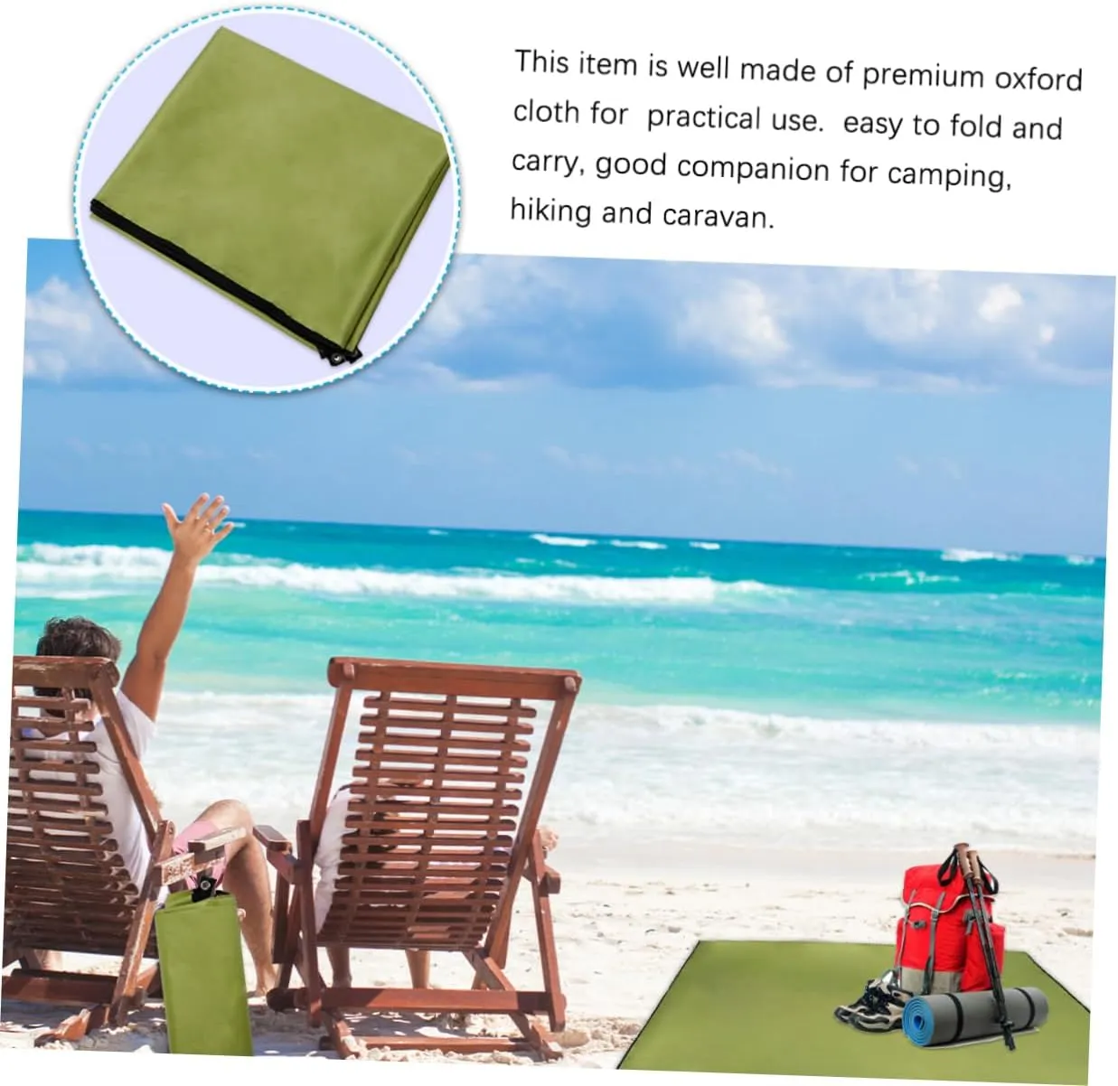 Lightweight Oxford Cloth Mat Waterproof Ground Camping Pad Tent Beach Camping 300x300cm UV Protection
