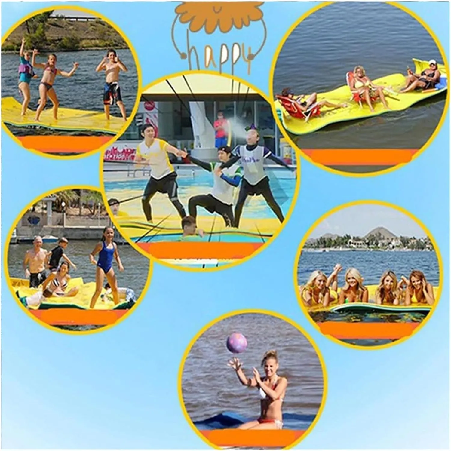 Lily Pad Floating Mat,Floating Water Mat, Lily Pad, Bouncy Tear-Resistant 3-Layer XPE Foam, Roll-Up Floating Island River Rafts for Pool Lake Ocean Boat for Adults