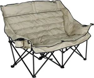 Lippert Big Bear Sand Folding Camping Loveseat with 500-lb. Weight Capacity, Durable Mesh Fabrics, High-Loft Cushioning, Dual Cupholders, Storage Pocket, Zippered Carrying Bag - 2023053718