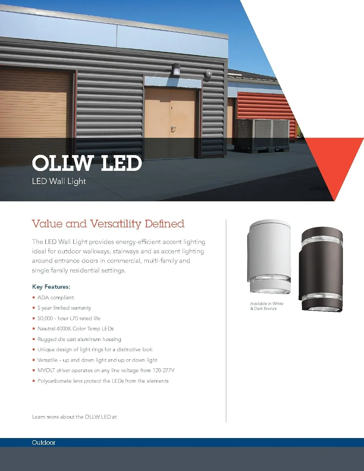 Lithonia Lighting OLLWD P1 40K MVOLT DDB M6 LED Outdoor Cylinder Downlight 4000K, 9W, Dark Bronze