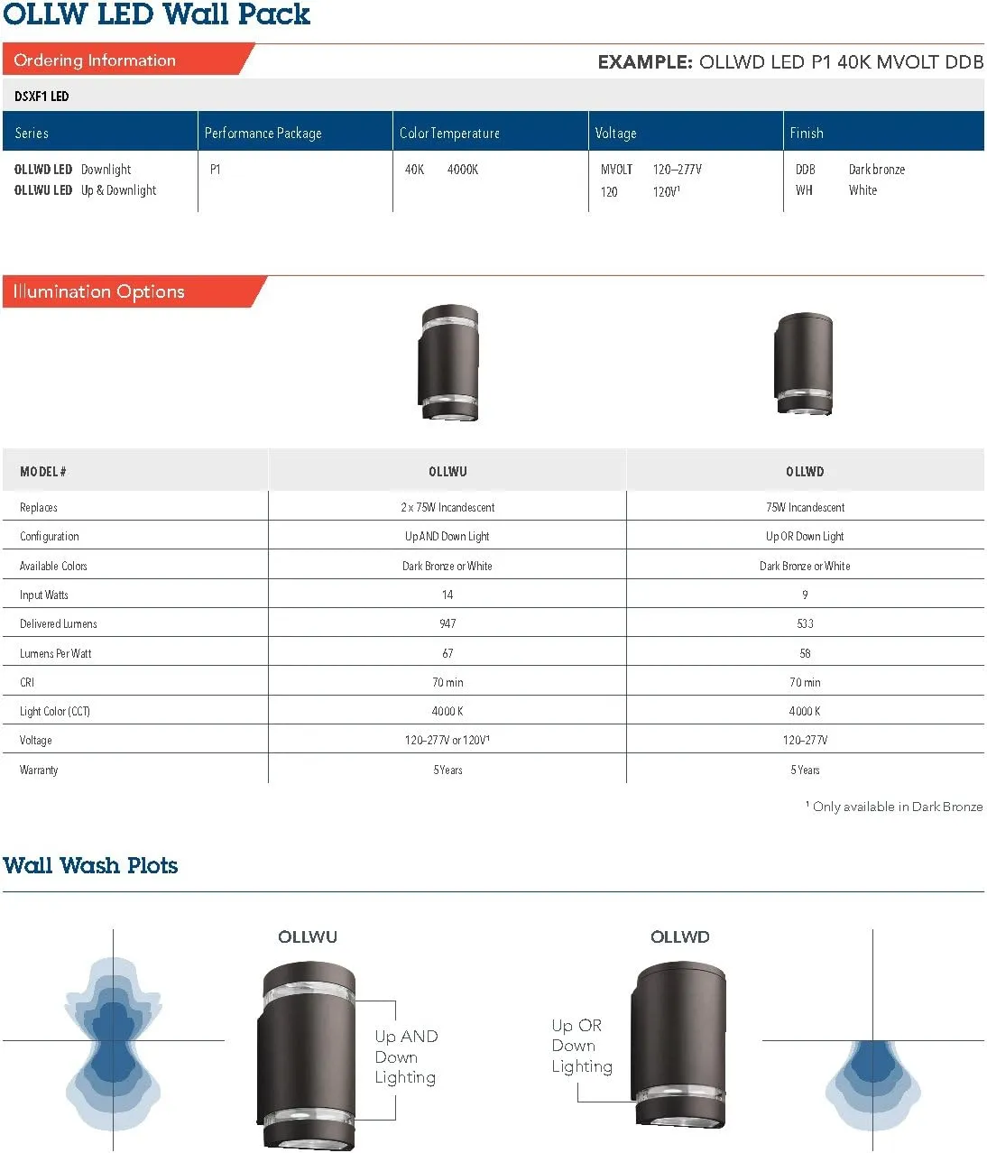 Lithonia Lighting OLLWD P1 40K MVOLT DDB M6 LED Outdoor Cylinder Downlight 4000K, 9W, Dark Bronze