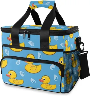 Little Yellow Duck Blue Cooler Bag Insulated Cooler Soft Sided Cooler 24 Can Portable Picnic Bag Large Leakproof Lunch Bag Box for Beach Grocery Camping Travel Car Men Women