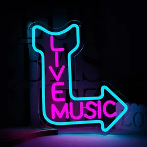 Live Music Neon Signs for Wall Decor,LED Neon Light decoration Beer,Bar,Music Studio,Bedroom,Party,Club Birthday、Christmas Gift