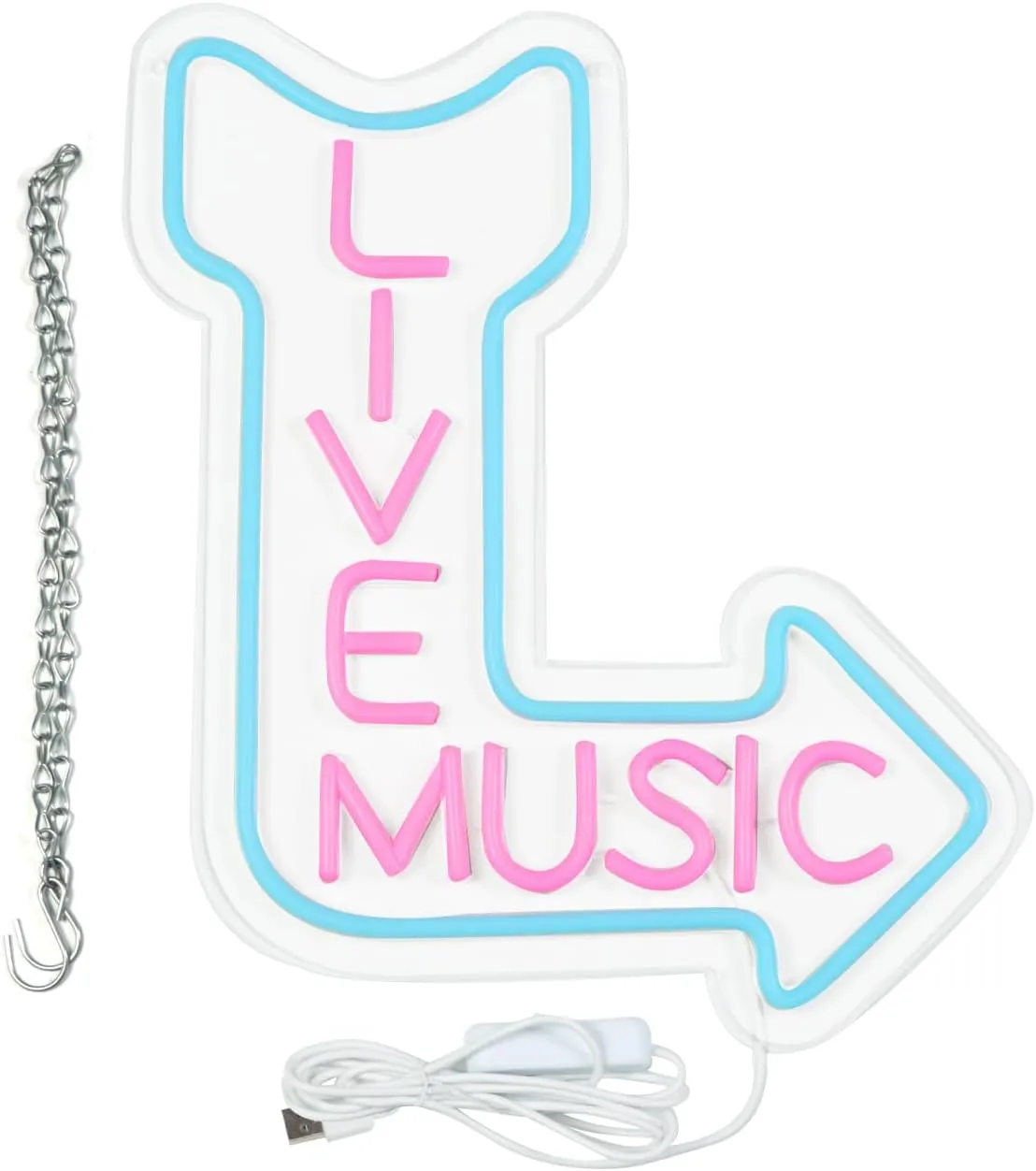 Live Music Neon Signs for Wall Decor,LED Neon Light decoration Beer,Bar,Music Studio,Bedroom,Party,Club Birthday、Christmas Gift