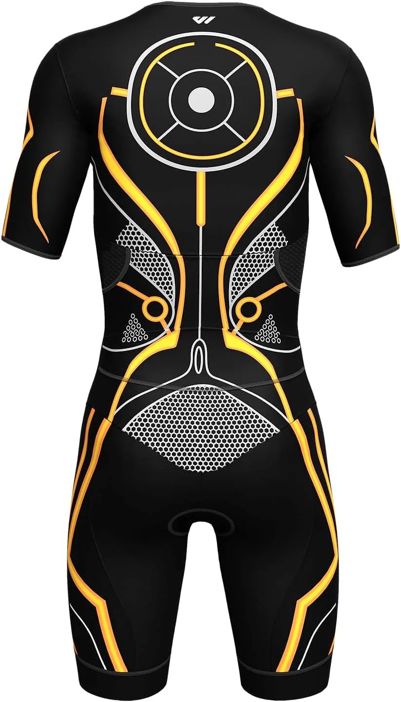 Logas Men‘s Triathlon Suit Trisuit Race Skinsuit Cycling Speed Suit Swimskin Bike Swim Run