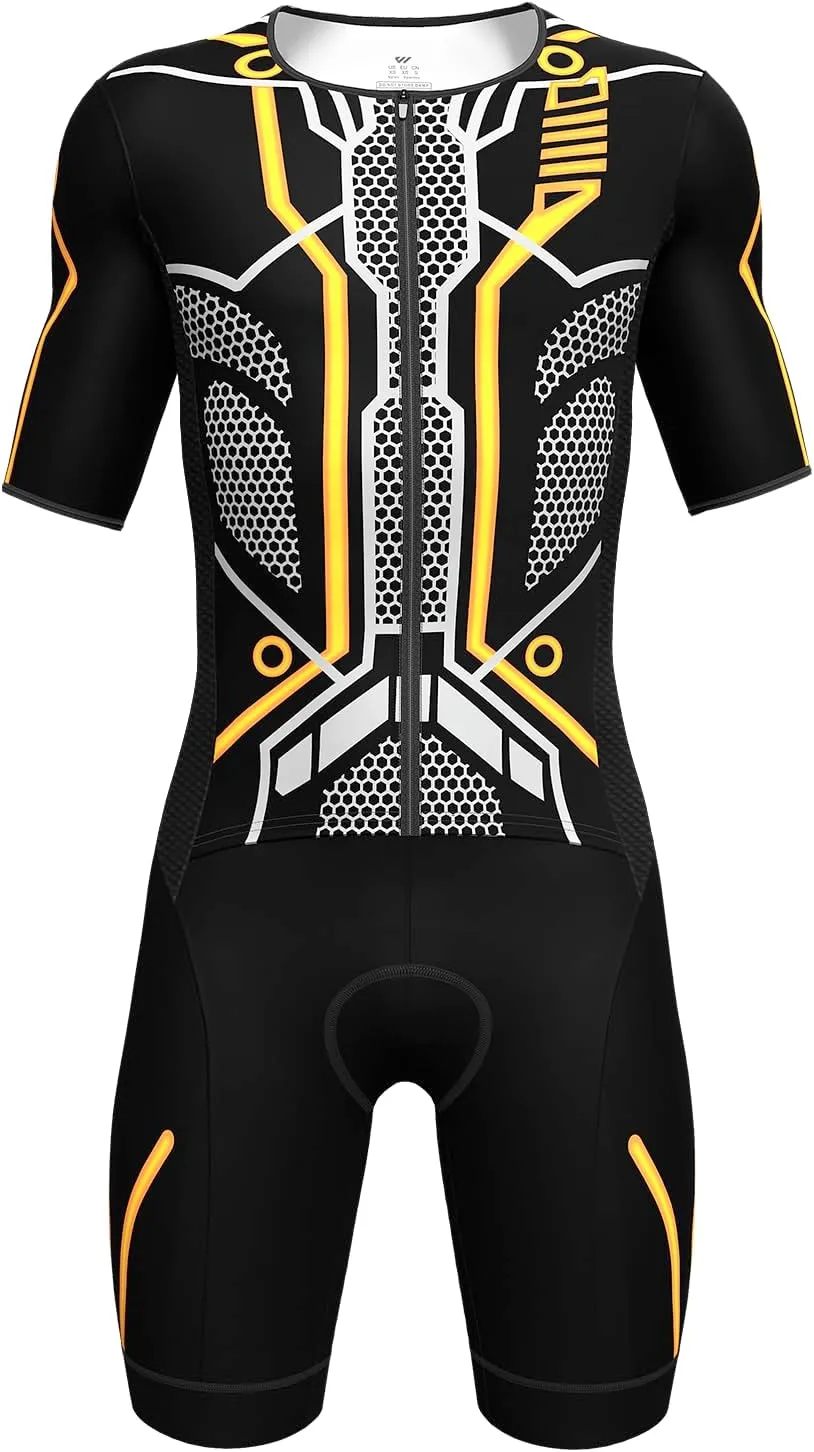 Logas Men‘s Triathlon Suit Trisuit Race Skinsuit Cycling Speed Suit Swimskin Bike Swim Run
