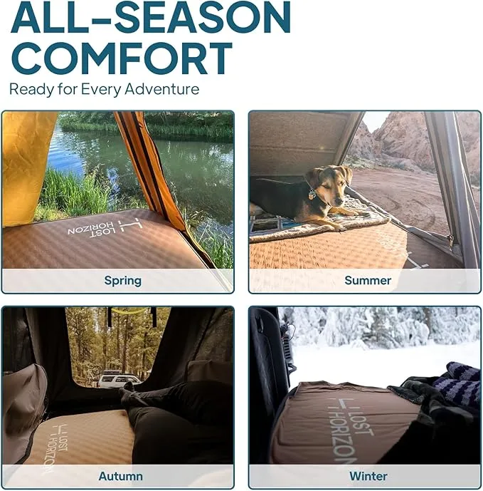 LOSTHORIZON Air & Foam Camping Mattress, Self-Inflating Sleeping Pad, 4.5" Thick, with Pump Sack, Single