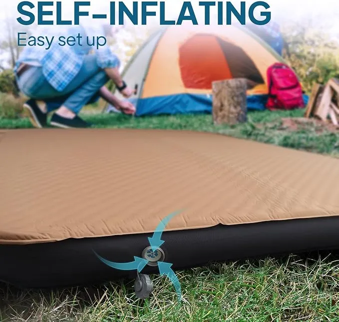 LOSTHORIZON Air & Foam Camping Mattress, Self-Inflating Sleeping Pad, 4.5" Thick, with Pump Sack, Single