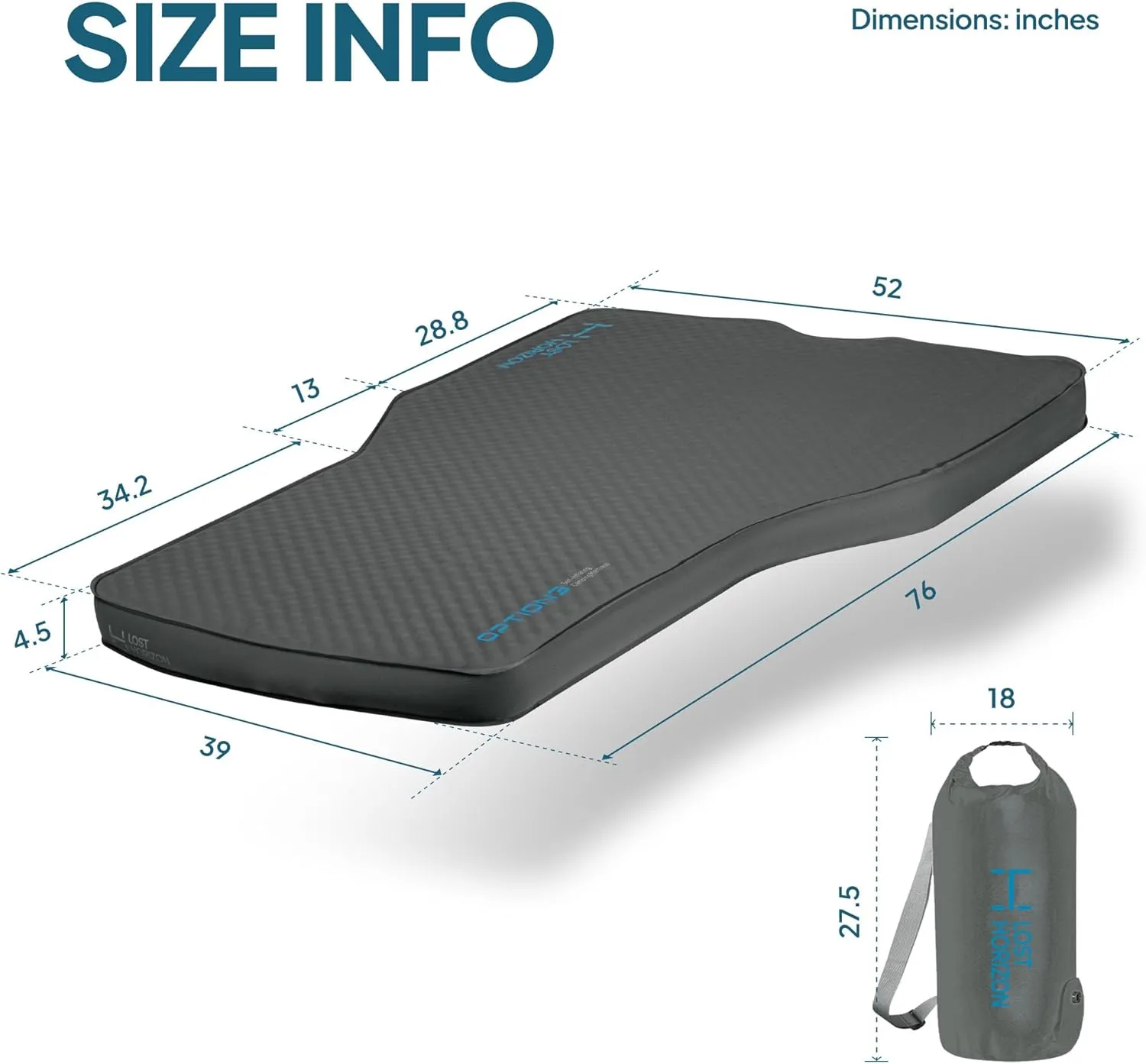 LOSTHORIZON Camping Air Mattress with Foam for Tesla, Self Inflating Sleeping Pad with Pump Sack, 4.5" Thick, R-Value 13, Model Y