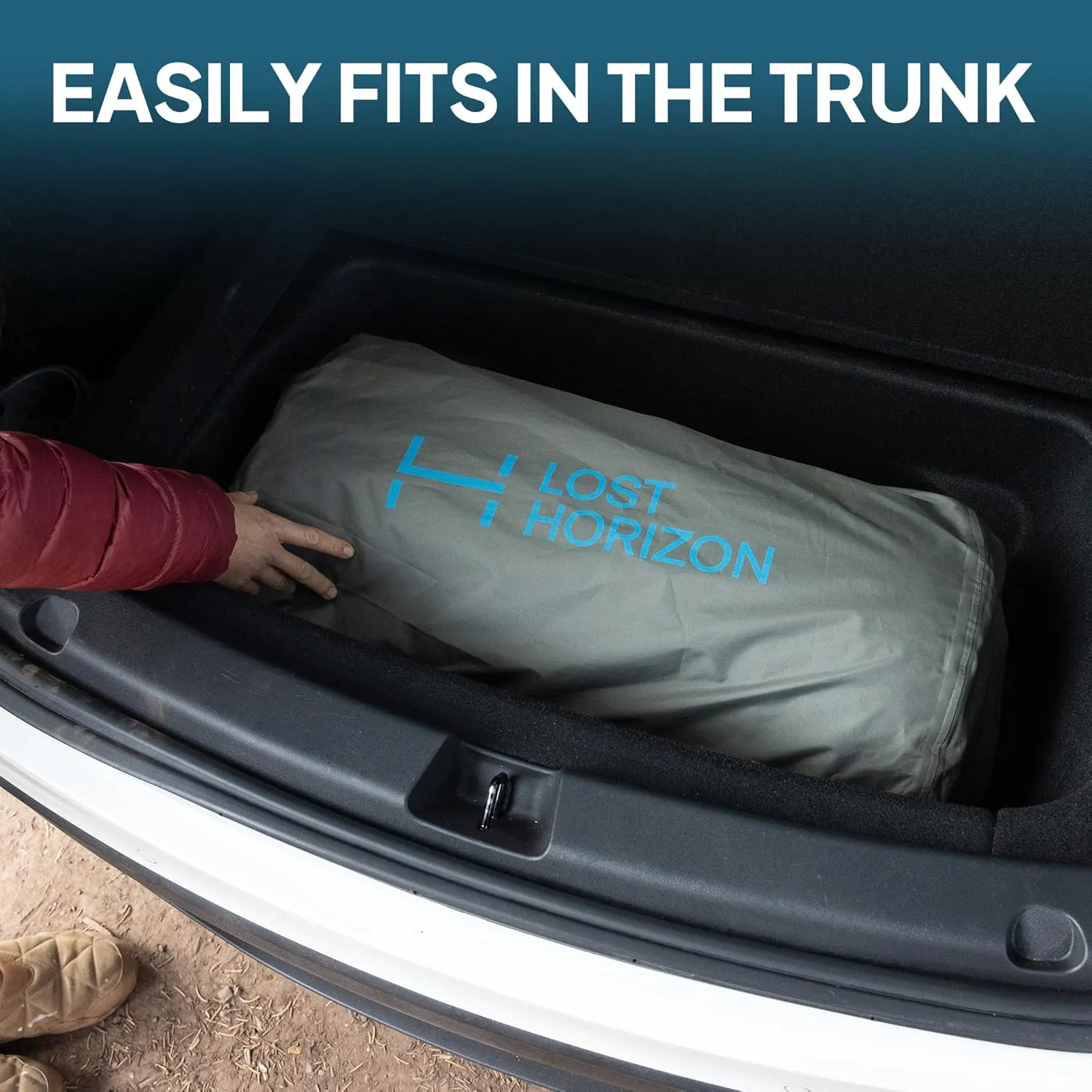 LOSTHORIZON Camping Air Mattress with Foam for Tesla, Self Inflating Sleeping Pad with Pump Sack, 4.5" Thick, R-Value 13, Model Y