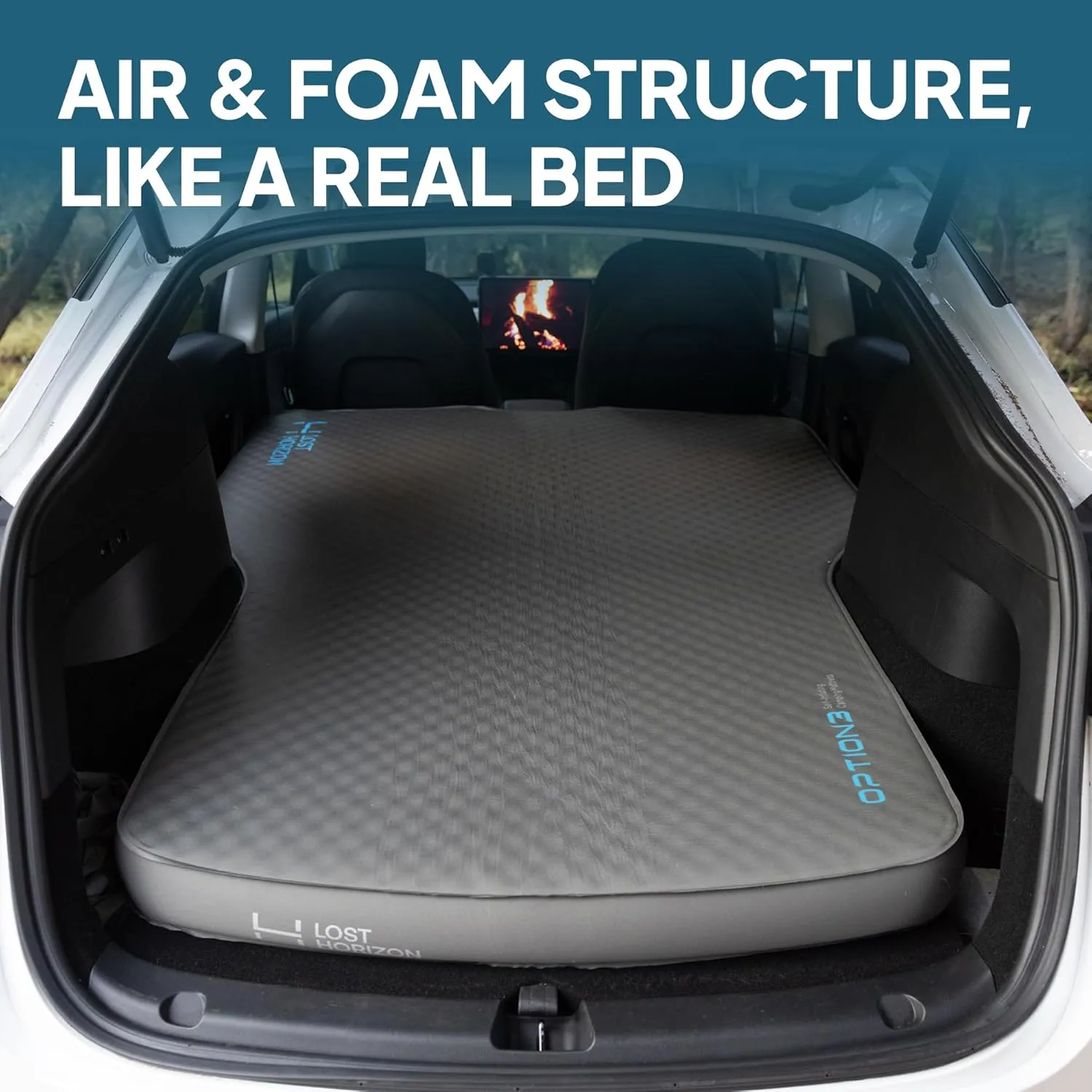 LOSTHORIZON Camping Air Mattress with Foam for Tesla, Self Inflating Sleeping Pad with Pump Sack, 4.5" Thick, R-Value 13, Model Y