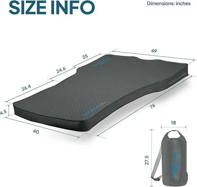 LOSTHORIZON Tesla Camping Air Mattress with Foam, Self Inflating Sleeping Pad, 4.5" Thick, with Air Pump, Model 3