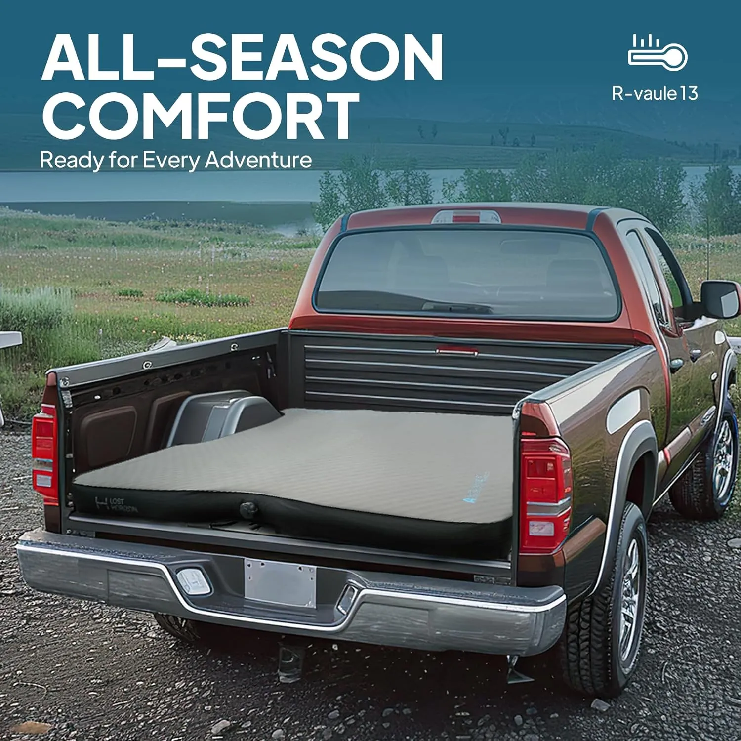 LOSTHORIZON Truck Bed Camping Air Mattress with Foam, Self Inflating Sleeping Pad for Full Size 5.5-5.8FT with Pump Sack, 4.5" Thick