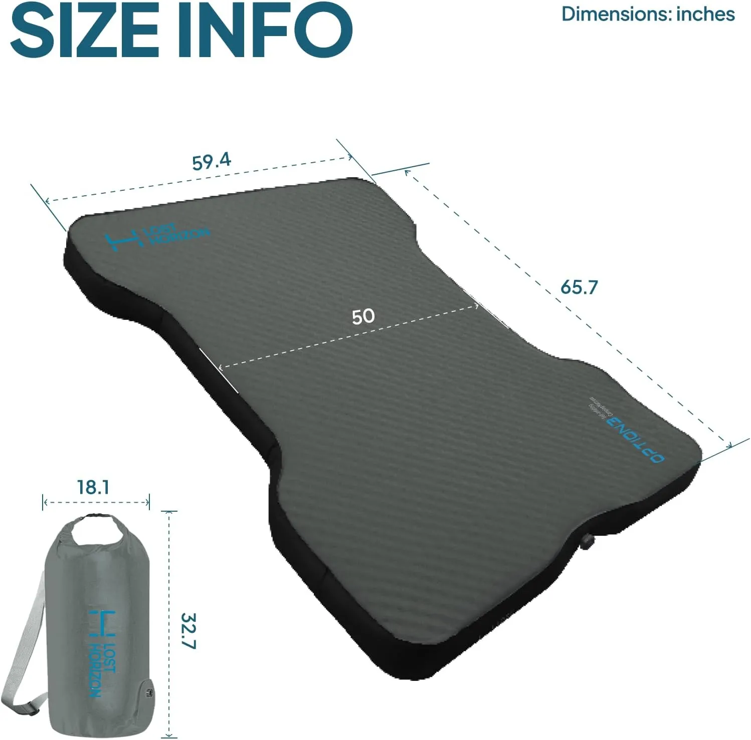 LOSTHORIZON Truck Bed Camping Air Mattress with Foam, Self Inflating Sleeping Pad for Full Size 5.5-5.8FT with Pump Sack, 4.5" Thick