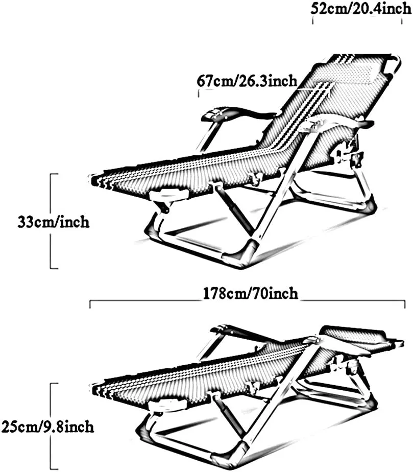 Lounge Chair Chair Recliner Folding Bed Chair 15 Speed Adjustment Patio Lounge Recliner for Outdoor Deck Porch, 660lbs Weight Capacity 8992(Style1)